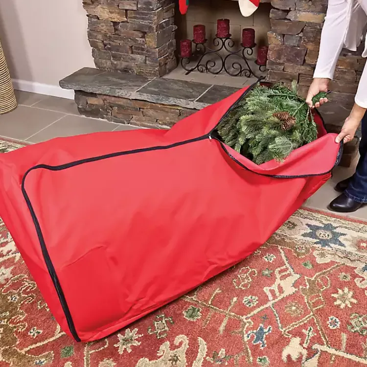 Seasonal Storage>Kirklands Home 9 ft. Christmas Tree Rolling Storage Bag Red