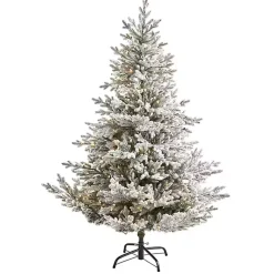 Christmas Trees>Kirklands Home 6 ft. Clear Lit Flocked Fraser Fir Christmas Tree