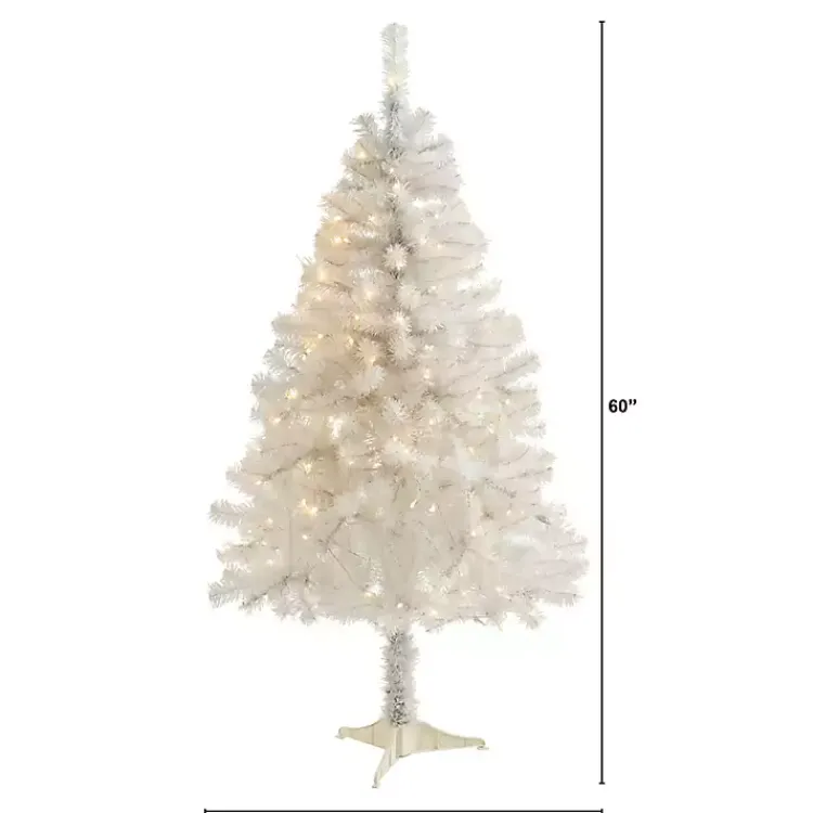 Christmas Trees>Kirklands Home 5 ft. Clear Pre-Lit White Christmas Tree