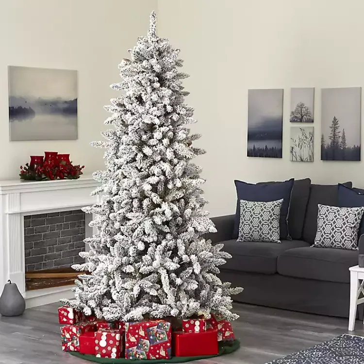 Christmas Trees>Kirklands Home 7.5 ft. Flocked Livingston Fir Pine Christmas Tree