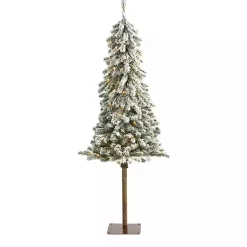 Christmas Trees>Kirklands Home 5 ft. Flocked Pre-Lit Alpine Christmas Tree