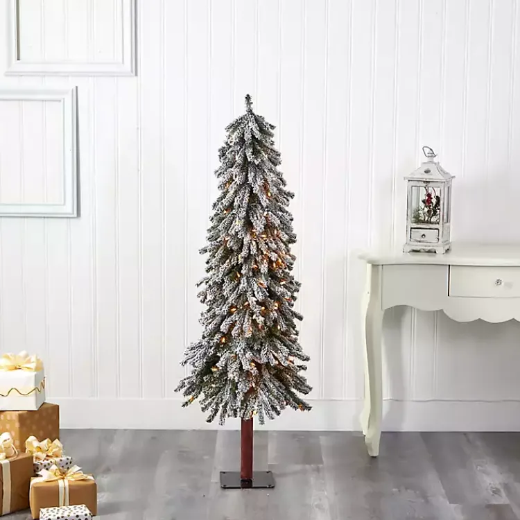 Christmas Trees>Kirklands Home 5 ft. Flocked Pre-Lit Grand Alpine Christmas Tree