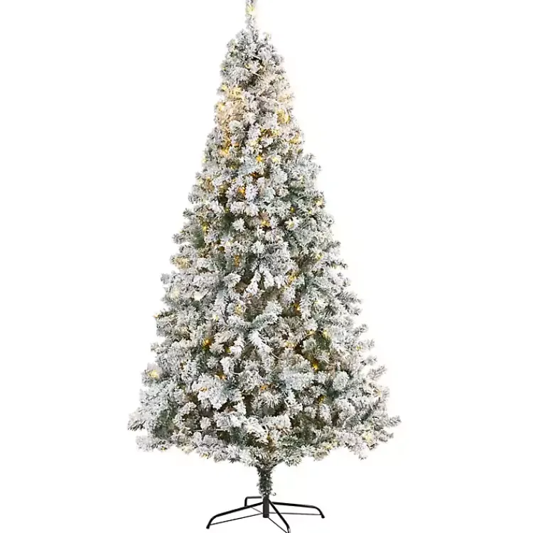 Christmas Trees>Kirklands Home 8 ft. Flocked Pre-Lit Rock Spruce Christmas Tree
