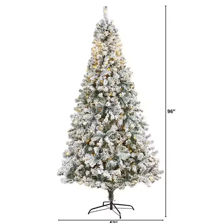 Christmas Trees>Kirklands Home 8 ft. Flocked Pre-Lit Rock Spruce Christmas Tree