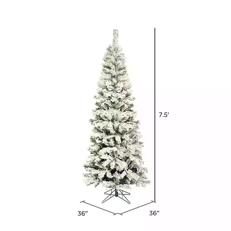 Christmas Trees>Kirklands Home 7.5 ft. Flocked Slim Pacific Pine Christmas Tree