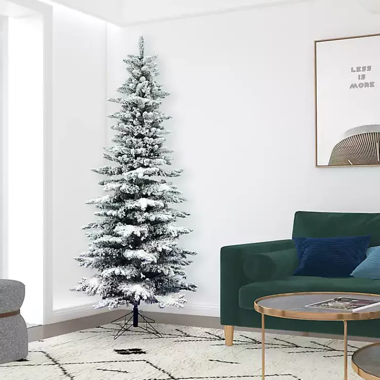 Christmas Trees>Kirklands Home 7.5 ft. Flocked Slim Utica Fir Christmas Tree