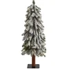 Christmas Trees>Kirklands Home 3 ft. Lit Flocked Grand Alpine Trunk Mini Tree