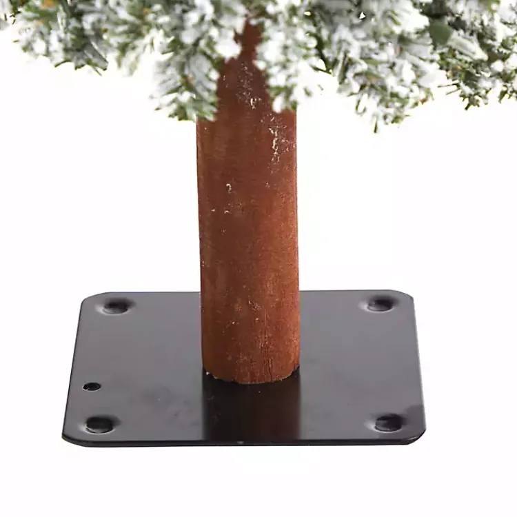 Christmas Trees>Kirklands Home 3 ft. Lit Flocked Grand Alpine Trunk Mini Tree
