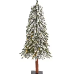 Christmas Trees>Kirklands Home 4 ft. Lit Flocked Grand Alpine Christmas Tree