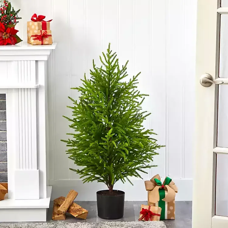 Christmas Arrangements & Garland>Kirklands Home 3 ft. Norfolk Island Pine Potted Christmas Tree Green
