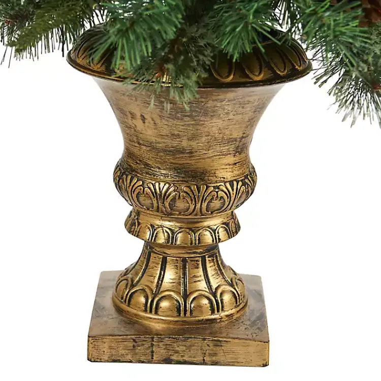 Christmas Trees>Kirklands Home 4 ft. Pre-Lit Berry and Pine Cones Tree in Urn