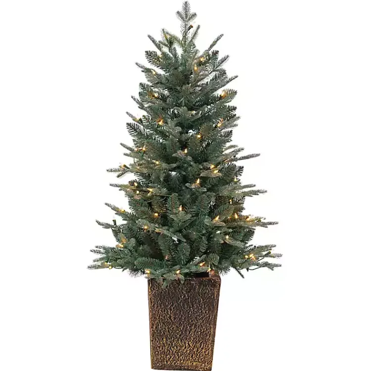 Christmas Trees>Kirklands Home 4 ft. Pre-Lit Blue Spruce Potted Christmas Tree