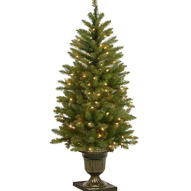 Christmas Trees>Kirklands Home 4 ft. Pre-Lit Dunhill Fir Potted Christmas Tree