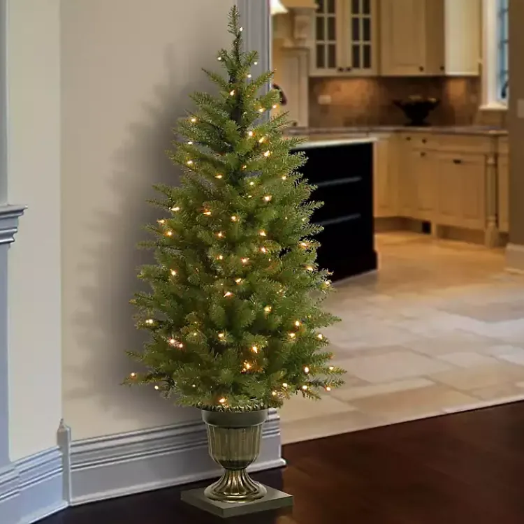 Christmas Trees>Kirklands Home 4 ft. Pre-Lit Dunhill Fir Potted Christmas Tree