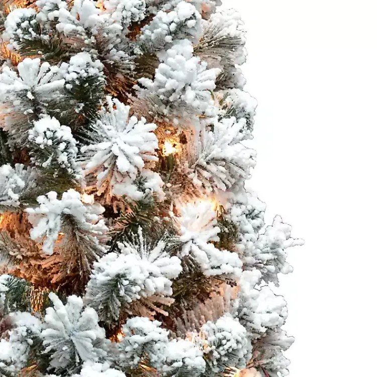 Christmas Arrangements & Garland>Kirklands Home 4 ft. Pre-Lit Flocked Pine Tree in Metal Pot White