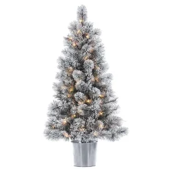 Christmas Trees>Kirklands Home 4.5 ft. Pre-Lit Flocked Potted Pine Christmas Tree