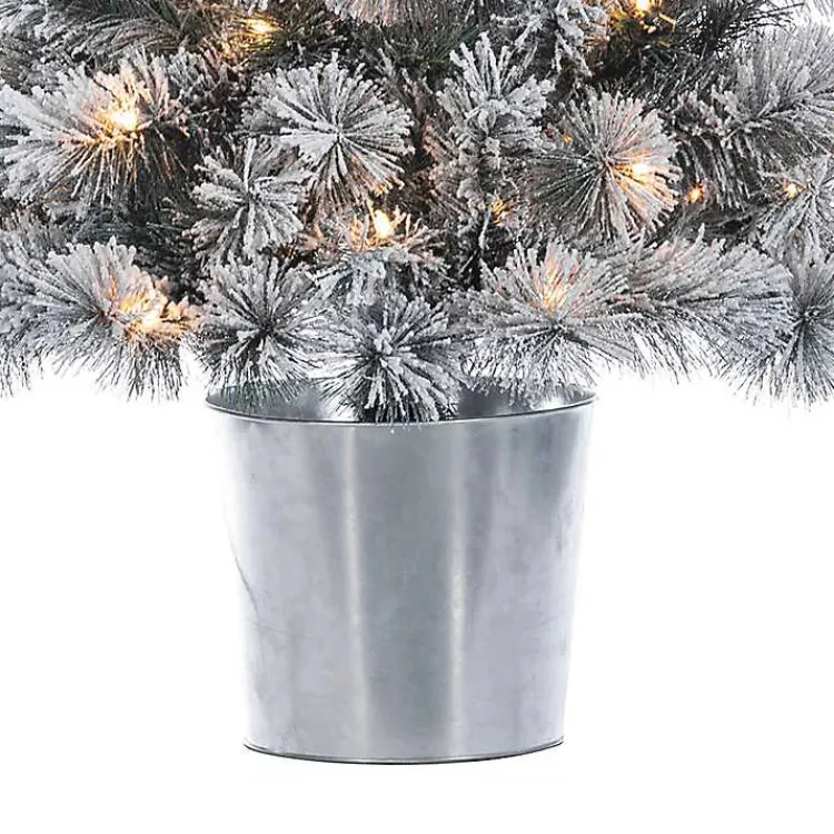 Christmas Trees>Kirklands Home 4.5 ft. Pre-Lit Flocked Potted Pine Christmas Tree