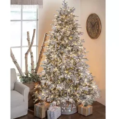 Christmas Trees>Kirklands Home 9 ft. Pre-Lit Flocked Spruce Full Christmas Tree
