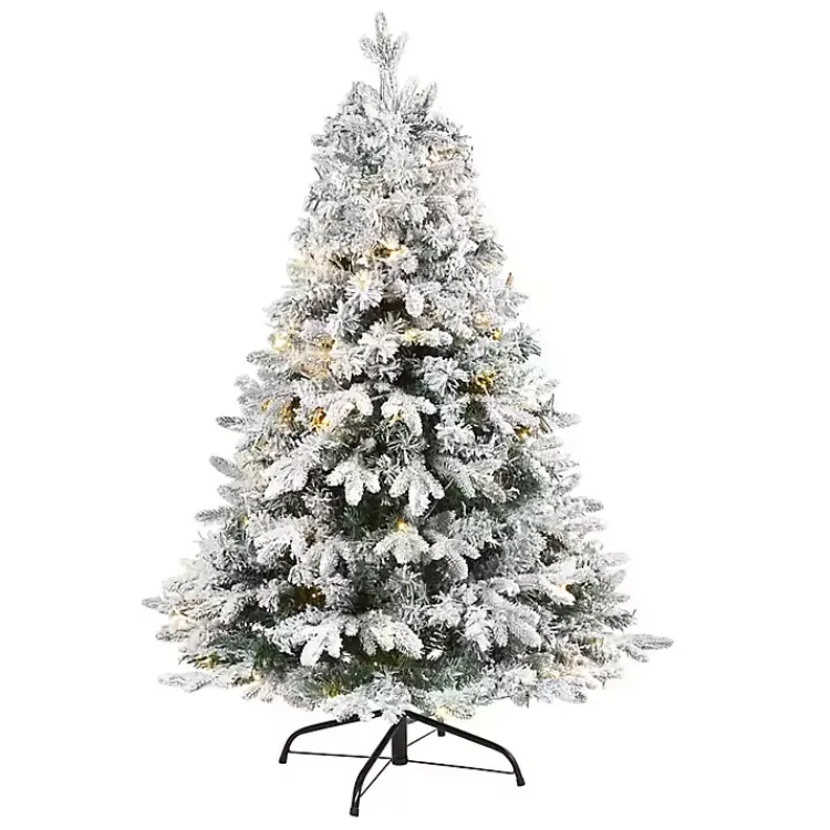 Christmas Trees>Kirklands Home 4 ft. Pre-Lit Flocked Vermont Pine Christmas Tree