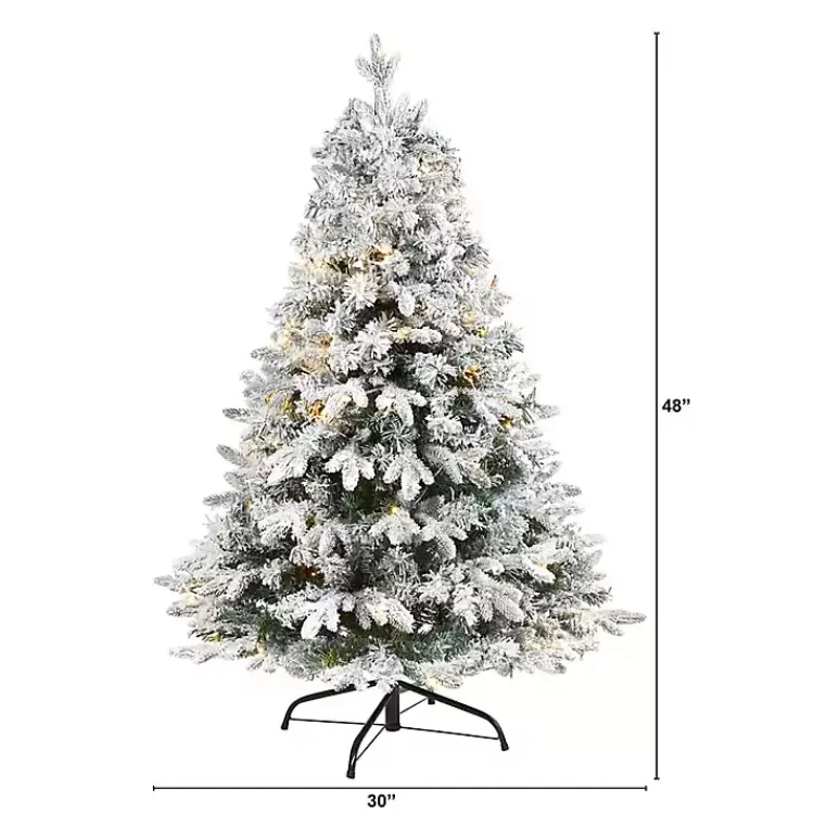 Christmas Trees>Kirklands Home 4 ft. Pre-Lit Flocked Vermont Pine Christmas Tree