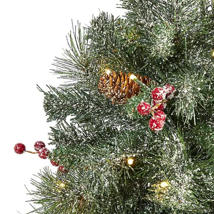 Christmas Trees>Kirklands Home 4 ft. Pre-Lit Frosted Berry and Pine Tree in Urn