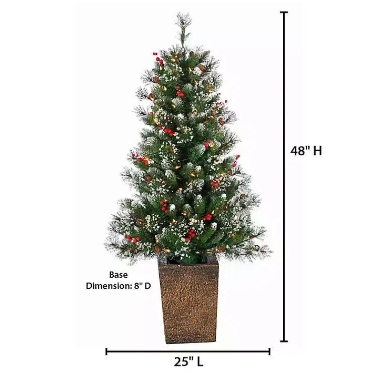 Christmas Trees>Kirklands Home 4 ft. Pre-Lit Glacier Pine Potted Christmas Tree