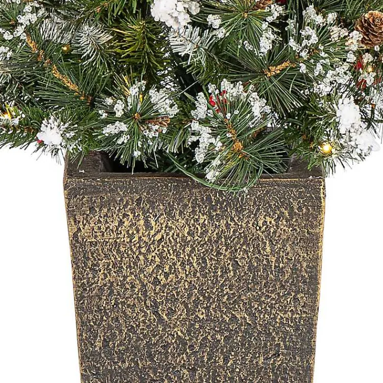 Christmas Trees>Kirklands Home 4 ft. Pre-Lit Glacier Pine Potted Christmas Tree