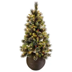 Christmas Trees>Kirklands Home 4 ft. Pre-Lit Glittery Crestwood Spruce Tree