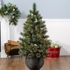 Christmas Trees>Kirklands Home 4 ft. Pre-Lit Glittery Crestwood Spruce Tree