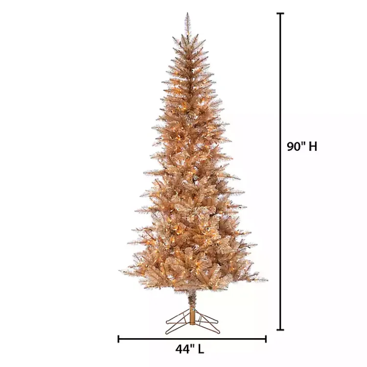 Christmas Trees>Kirklands Home 7.5 ft. Pre-Lit Gold Tinsel Christmas Tree