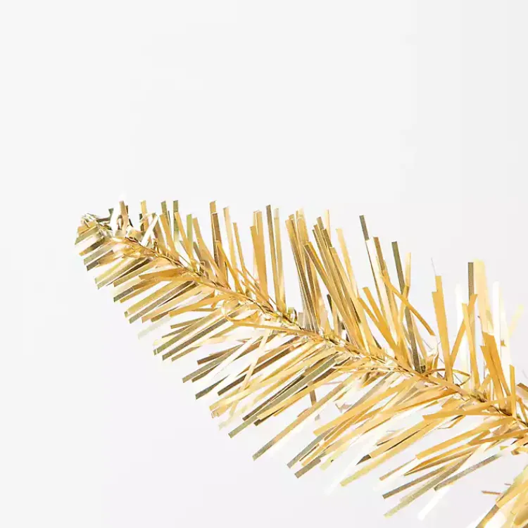 Christmas Trees>Kirklands Home 7.5 ft. Pre-Lit Gold Tinsel Christmas Tree