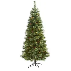 Christmas Trees>Kirklands Home 6 ft. Pre-Lit Pine and Pinecone Christmas Tree