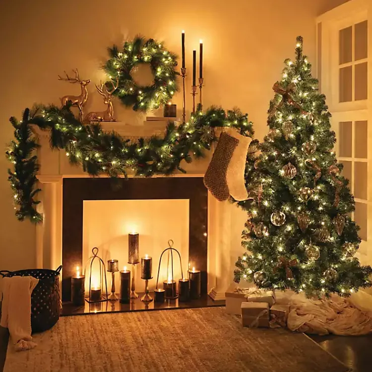 Christmas Trees>Kirklands Home 6.5 ft. Pre-Lit Pine Christmas Tree