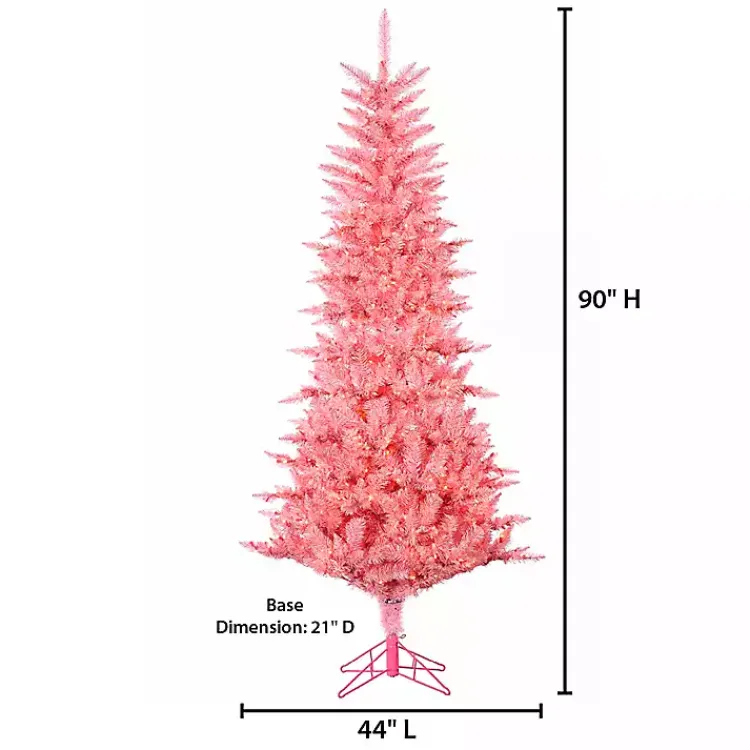 Christmas Trees>Kirklands Home 7.5 ft. Pre-Lit Pink Tinsel Christmas Tree