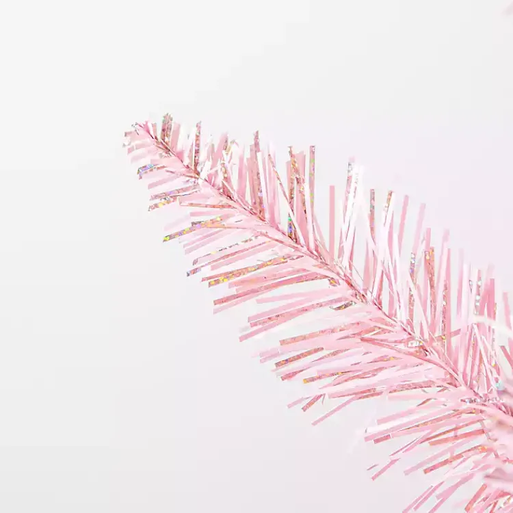 Christmas Trees>Kirklands Home 7.5 ft. Pre-Lit Pink Tinsel Christmas Tree