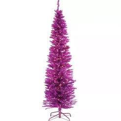 Christmas Trees>Kirklands Home 6 ft. Pre-Lit Pink Tinsel Christmas Tree