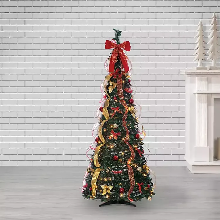 Christmas Trees>Kirklands Home 6 ft. Pre-Lit Pop-Up Decorated Christmas Tree