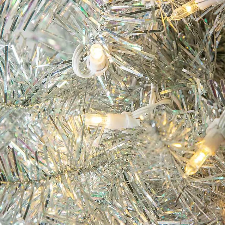 Christmas Trees>Kirklands Home 4 ft. Pre-Lit Tinsel Christmas Tree Silver
