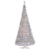Christmas Trees>Kirklands Home 6 ft. Pre-Lit Silver Tinsel Pop-Up Christmas Tree