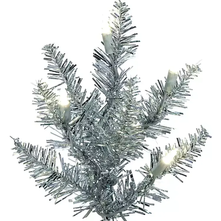 Christmas Arrangements & Garland>Kirklands Home 3 ft. Pre-Lit Tinsel Christmas Tree Silver
