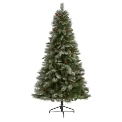 Christmas Trees>Kirklands Home 7 ft. Snowy Pine & Pinecones Christmas Tree