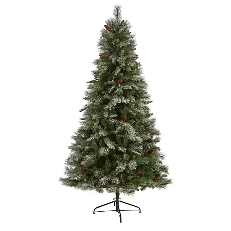 Christmas Trees>Kirklands Home 7 ft. Snowy Pine & Pinecones Christmas Tree