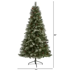 Christmas Trees>Kirklands Home 7 ft. Snowy Pine & Pinecones Christmas Tree