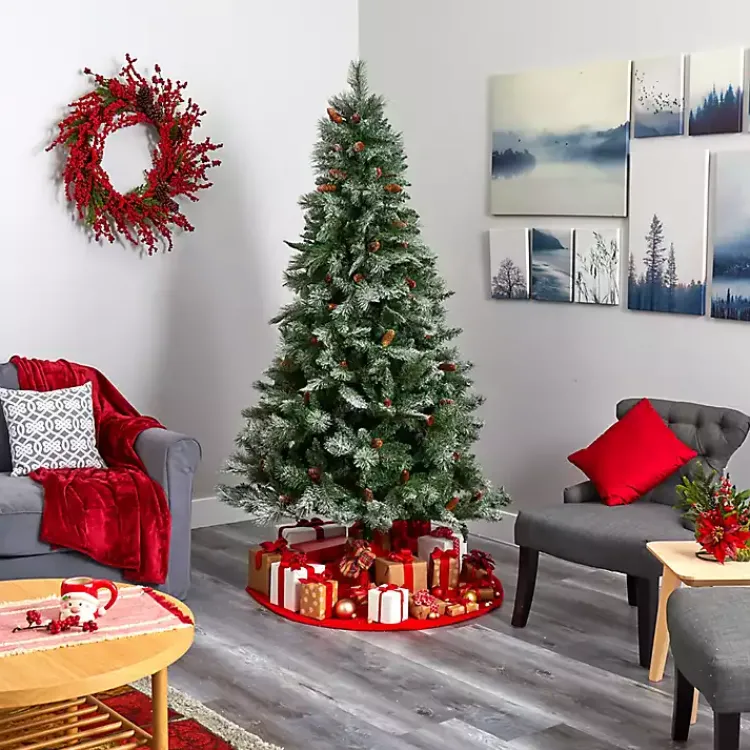 Christmas Trees>Kirklands Home 7 ft. Snowy Pine & Pinecones Christmas Tree
