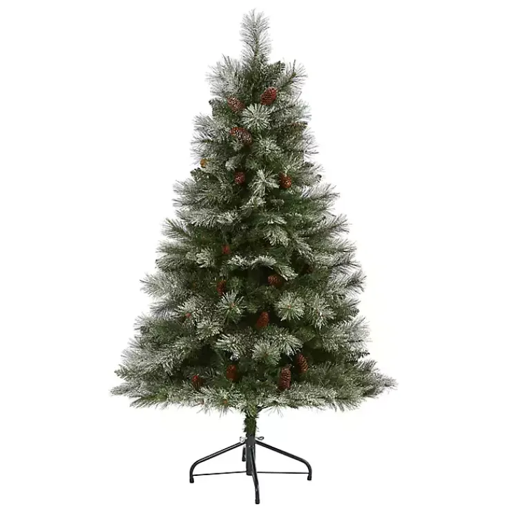 Christmas Trees>Kirklands Home 5 ft. Snowy Pine & Pinecones Christmas Tree