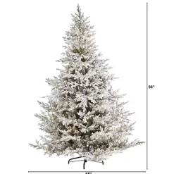 Christmas Trees>Kirklands Home 8 ft. Warm Lit Flocked Fraser Fir Christmas Tree