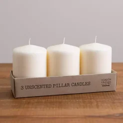 Candles>Kirklands Home 4 in. Pillar Candles, Set of 3 Ivory