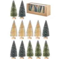 Christmas Decorations>Kirklands Home 5 in. Natural & Green Woodland Tree 12-pc. Set