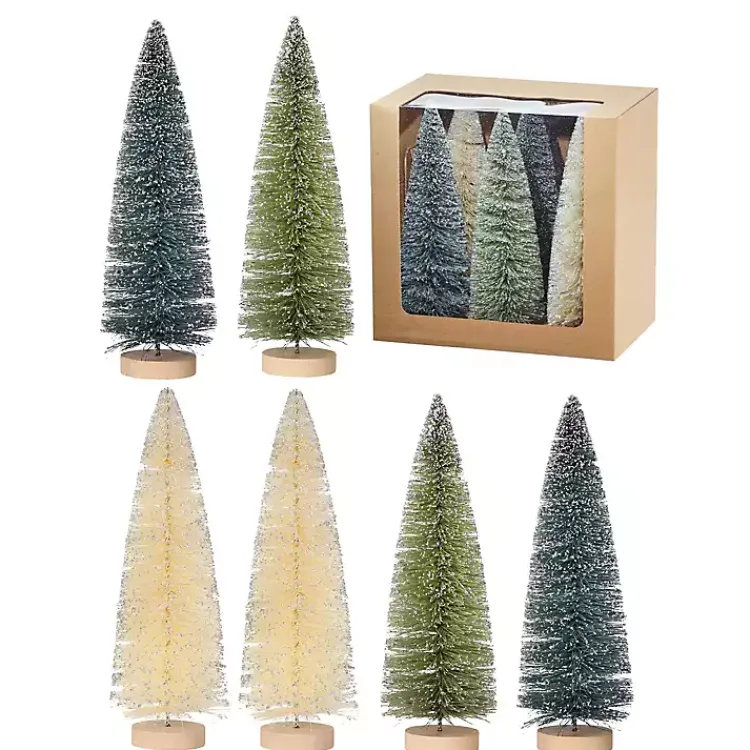 Christmas Decorations>Kirklands Home 9 in. Natural & Green Woodland Tree 6-pc. Set