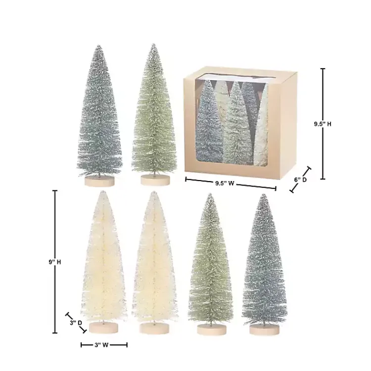 Christmas Decorations>Kirklands Home 9 in. Natural & Green Woodland Tree 6-pc. Set